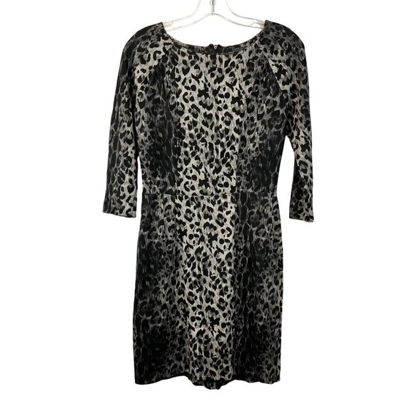 The Limited Dresses & Skirts - The Limited Womens 3/4 Sleeve Gray/Black Leopard Print Bodycon Dress Sz 10 Zip